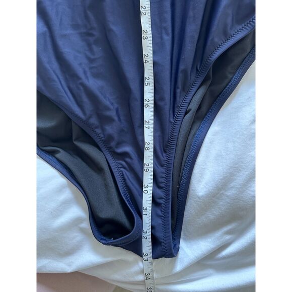 J. Crew Bow one-shoulder one-piece Navy Blue Size 18 - Picture 8 of 11